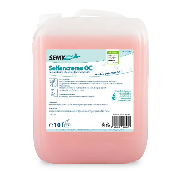 Seifencreme pflanzlich, salzfrei, 10-l-Kanister